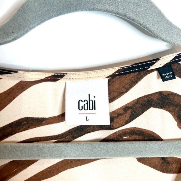 CAbi Simone Style #3771 Zebra Print Flutter Sleeve Sheer Top Lightweight Large - Picture 2 of 4